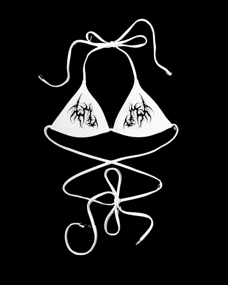 FERAL Sigilism Bikini Top white - cyber sigilism pattern bikini top in white