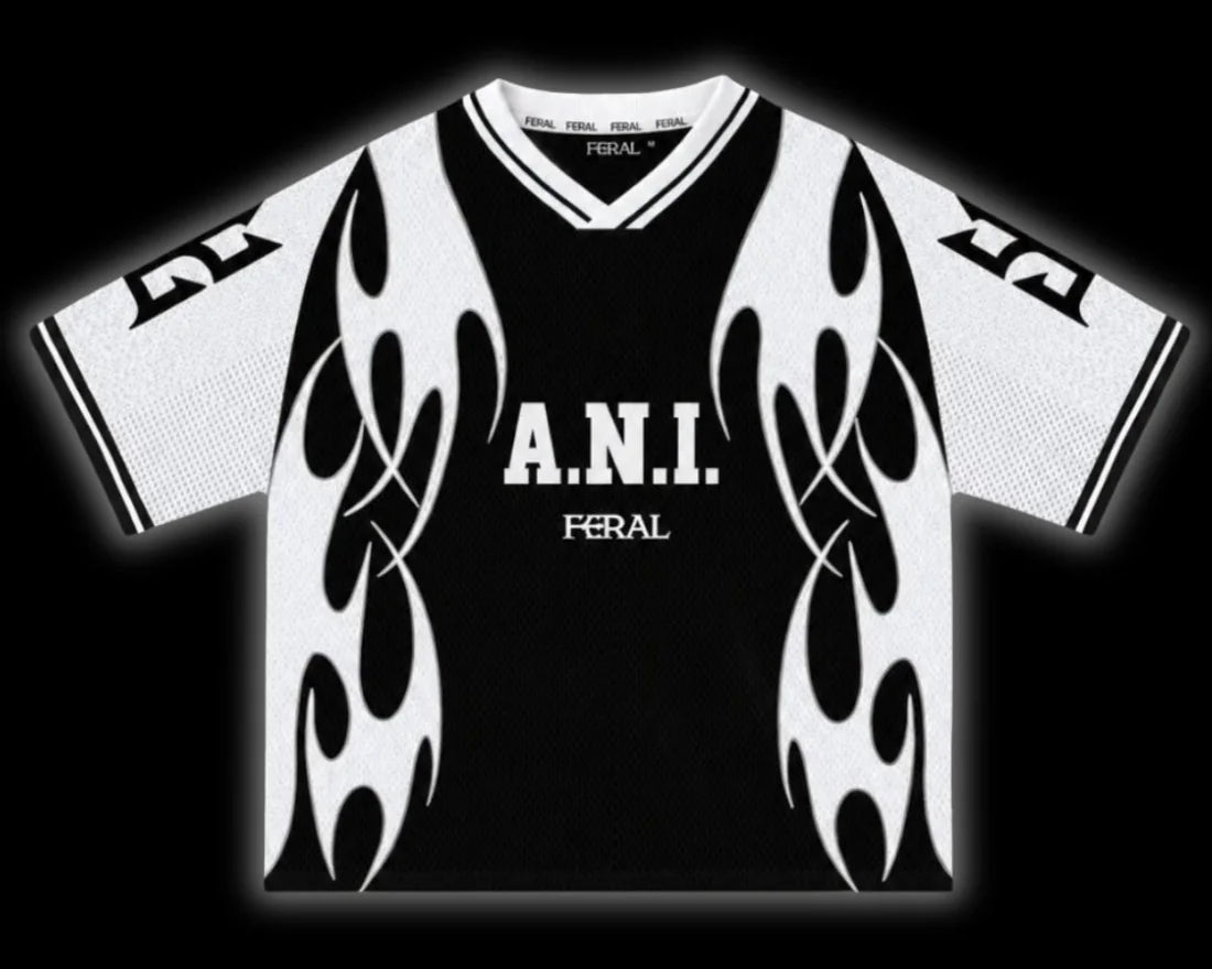 A.N.I. and FERAL jersey in black and white