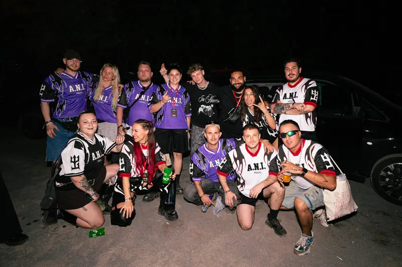 A.N.I. and the whole crew in all three A.N.I. x FERAL colourways