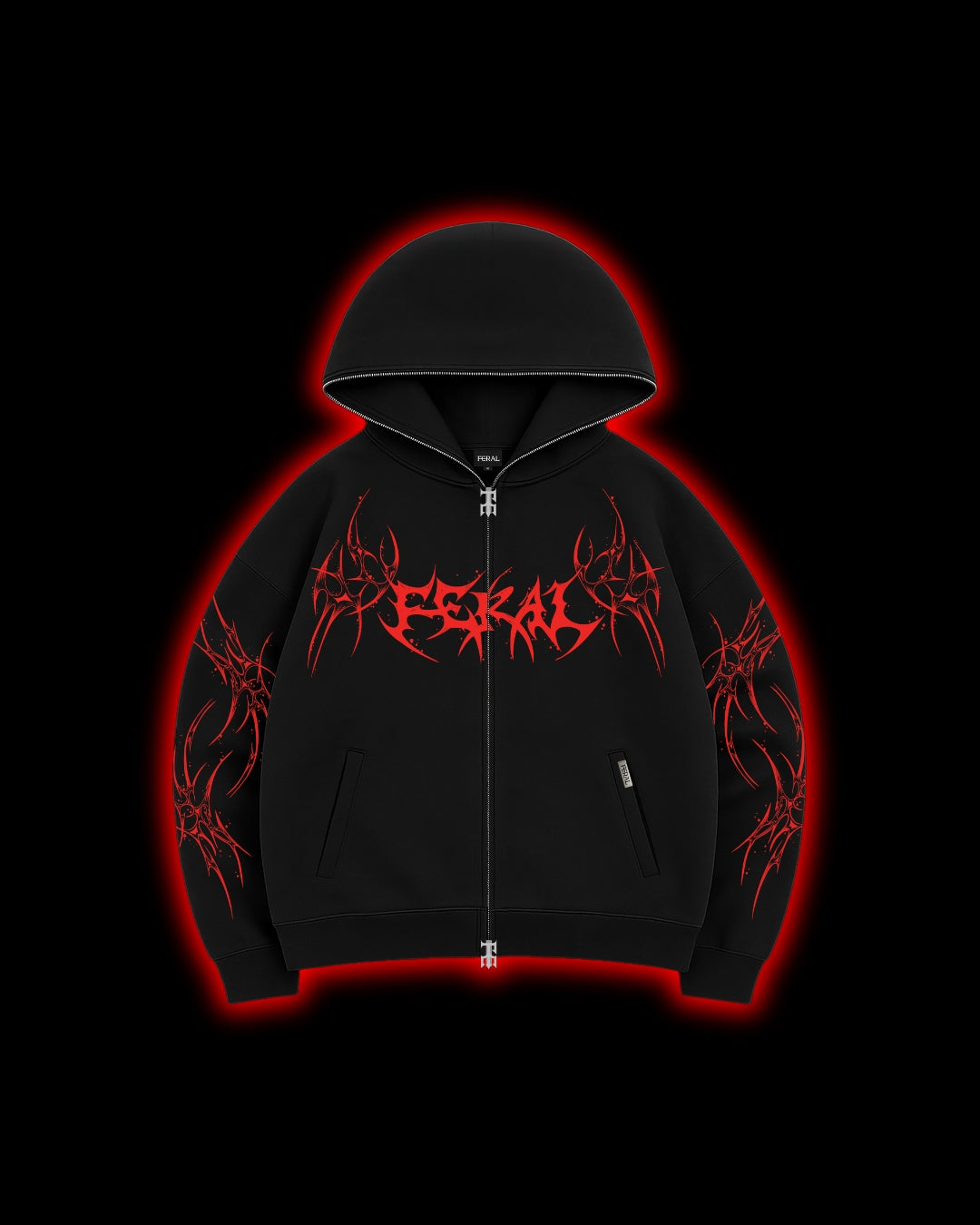 Rogue Zip Hoodie Red | Cyber Sigilism Tracksuit | FERAL