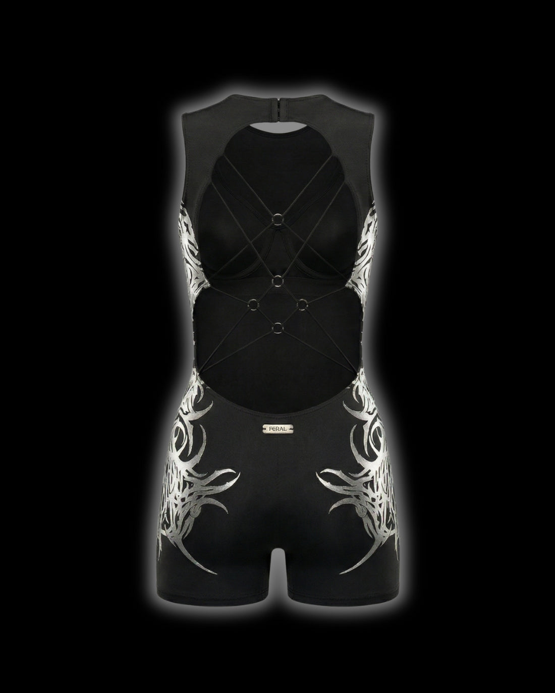 SILVER FERAL SIGILISM ONE-PIECE ROMPER