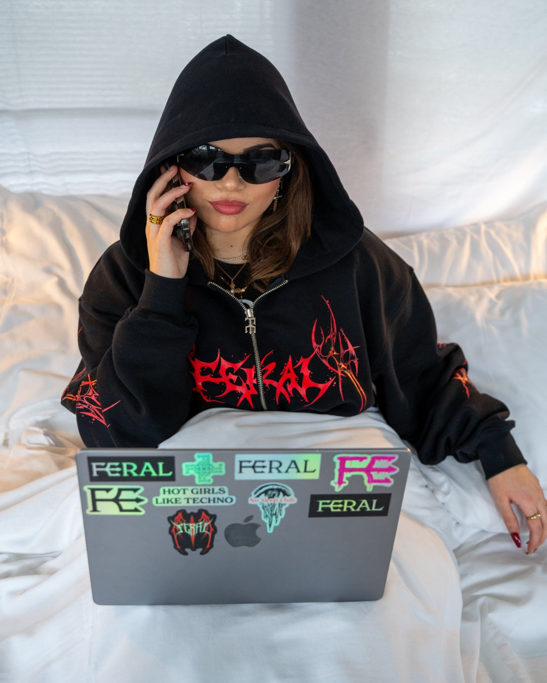 hoodie with goggles in hood Rogue Zip Hoodie Red | Cyber Sigilism Tracksuit