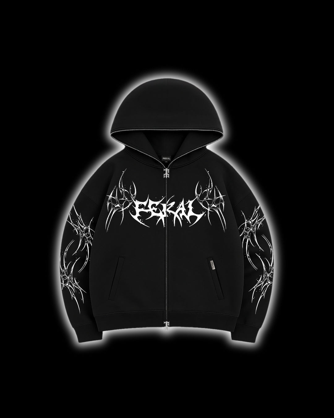 Rogue Zip Hoodie White | Cyber Sigilism Tracksuit | FERAL