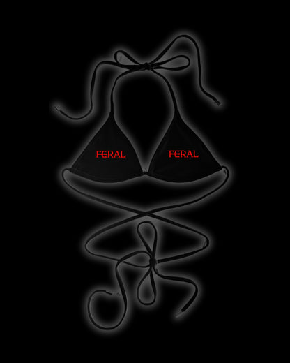 FERAL RED LOGO BIKINI TOP BLACK
