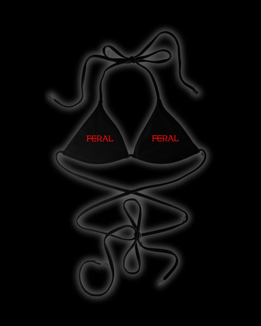 FERAL RED LOGO BIKINI TOP BLACK