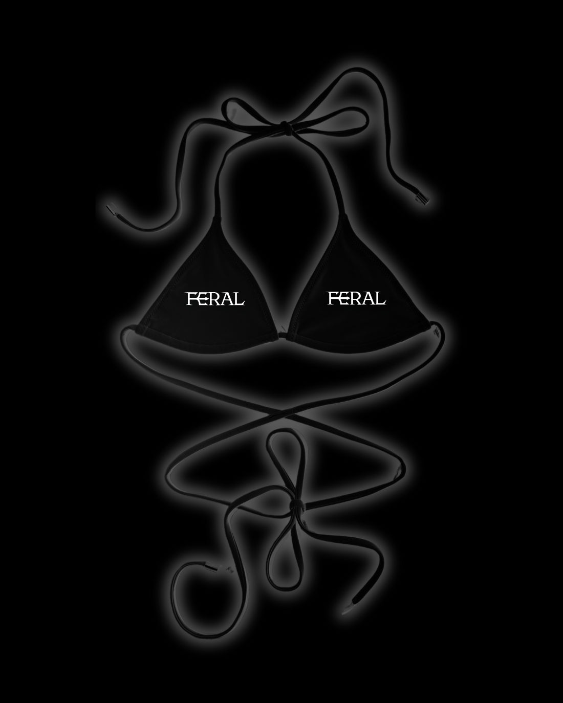 FERAL LOGO BIKINI TOP BLACK