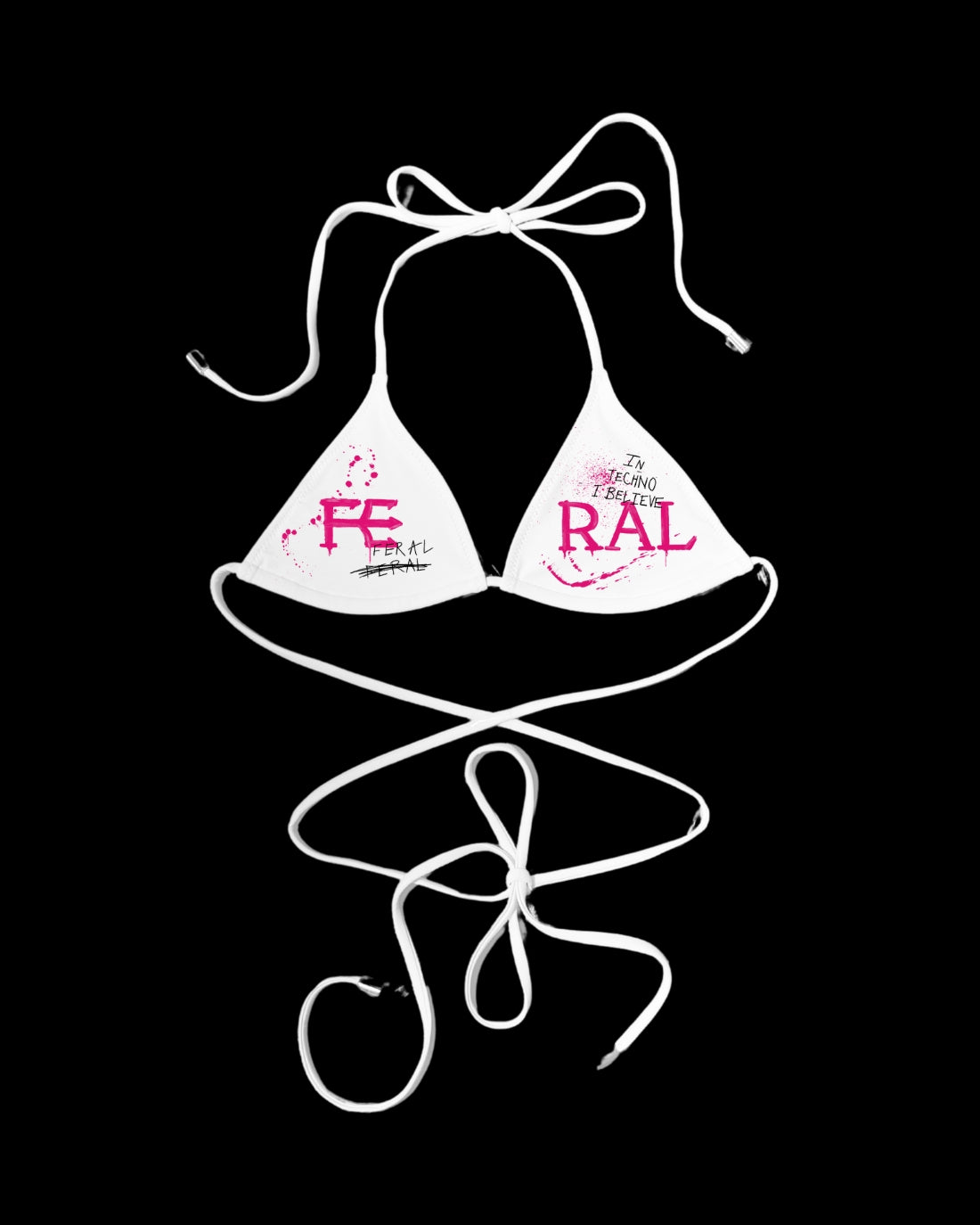IN TECHNO I BELIEVE BIKINI TOP WHITE
