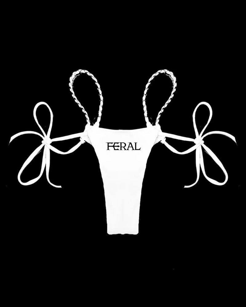 FERAL LOGO BIKINI BOTTOMS WHITE