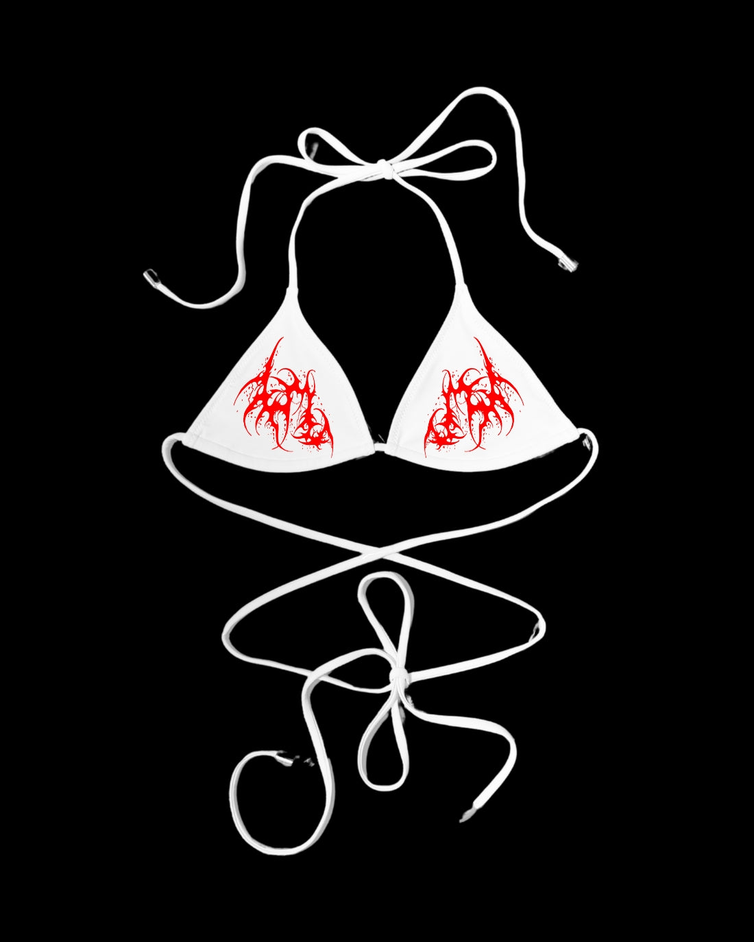 FERAL Sigilism Bikini Top white crimson - cyber sigilism pattern bikini top