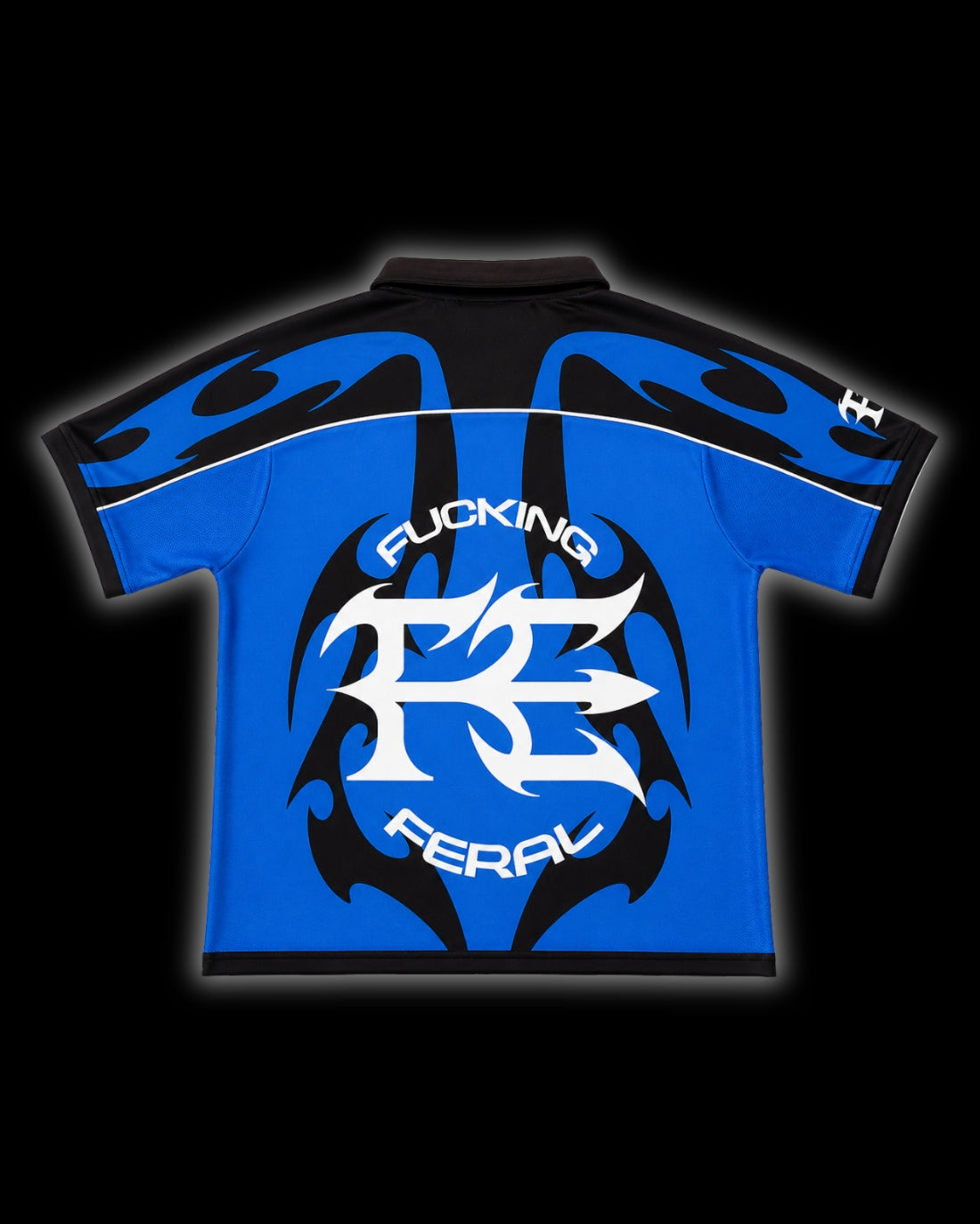 FUCKING FERAL JERSEY cobalt back FUCKING FERAL puff print tribal monogram