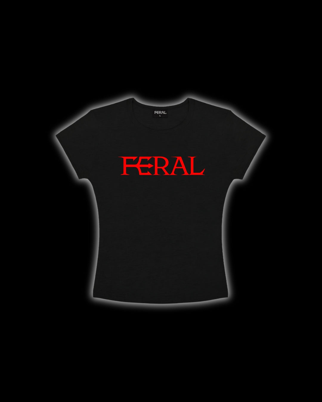 Feral Crimson Baby Tee — Red Logo Crop Top | FERAL