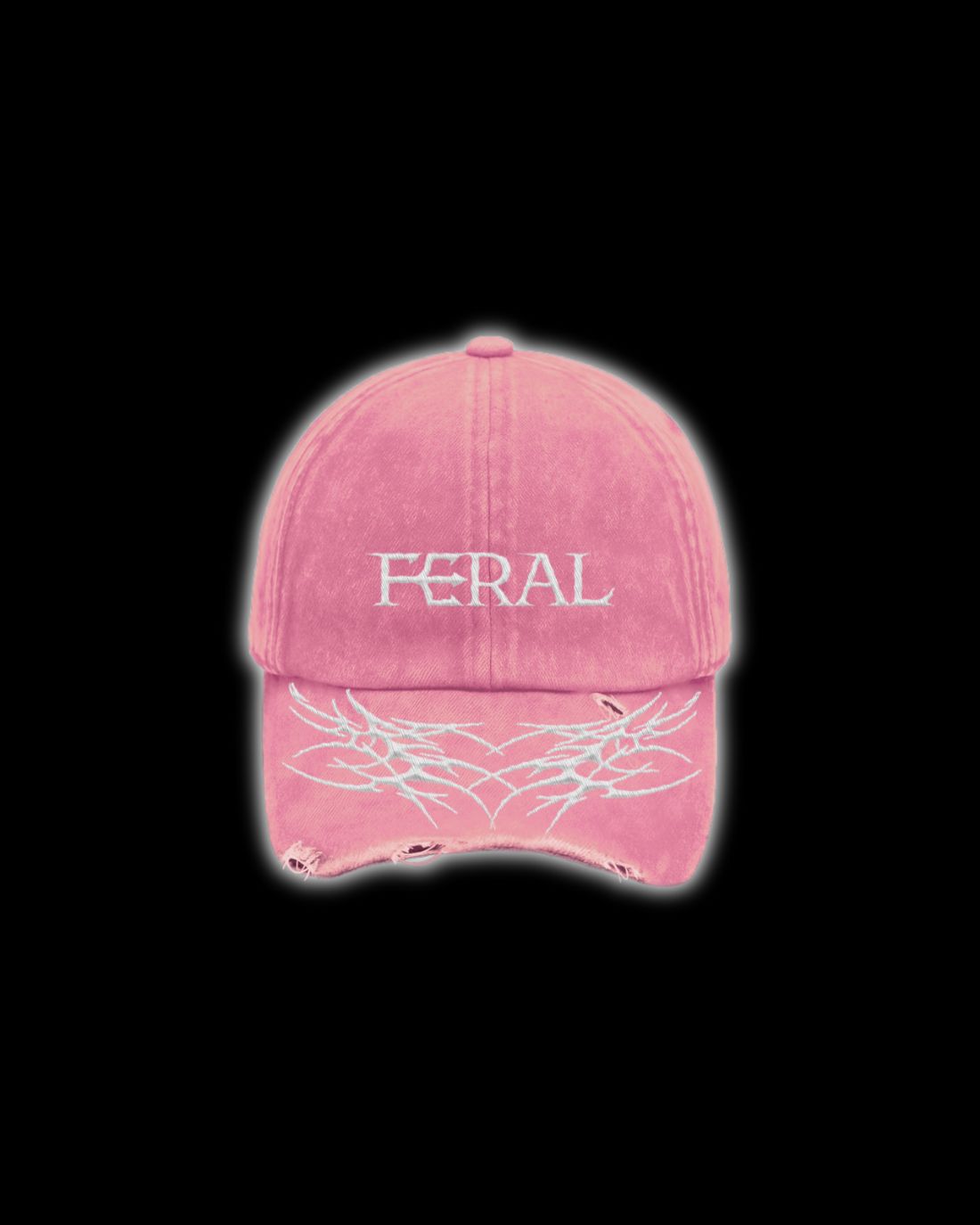 FERAL Sigilism Cap pink - cyber sigilism embroidered cap front view