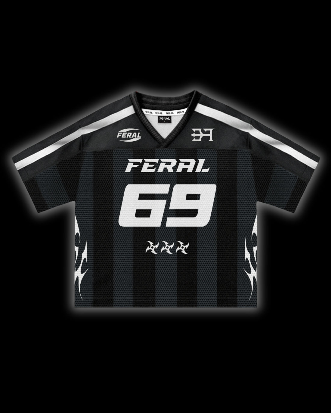 Racer Black & White Stripe Mesh Premium Jersey | Feral