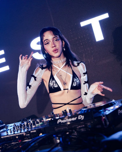 DUAL SIGILISM BIKINI TOP MONOCHROME