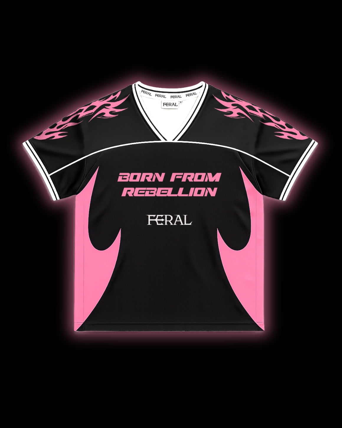 FERAL Born From Rebellion Jersey front - mesh jersey with cyber sigilism design details