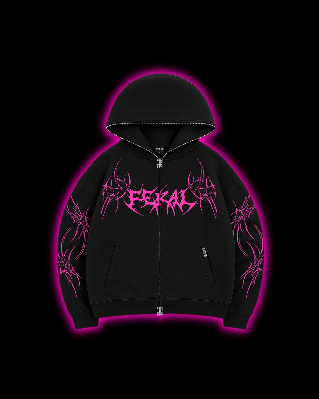 Rogue Zip Hoodie Neon Pink | Cyber Sigilism Tracksuit | FERAL