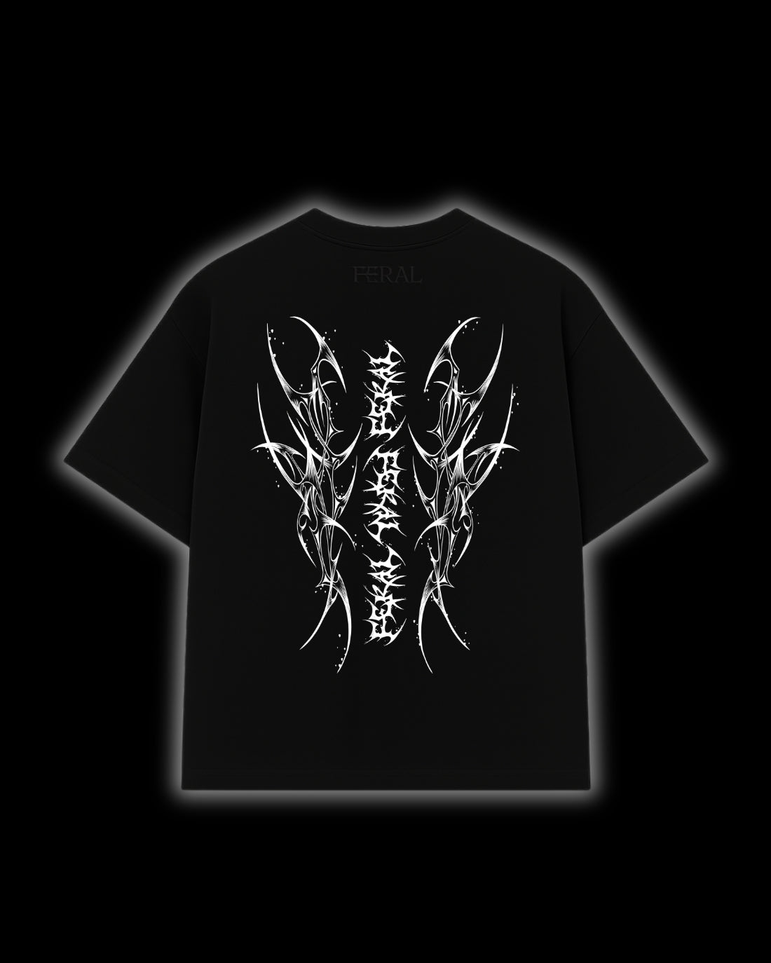 FERAL Rogue Viper tee back - viper cyber sigilism print on black oversized tee