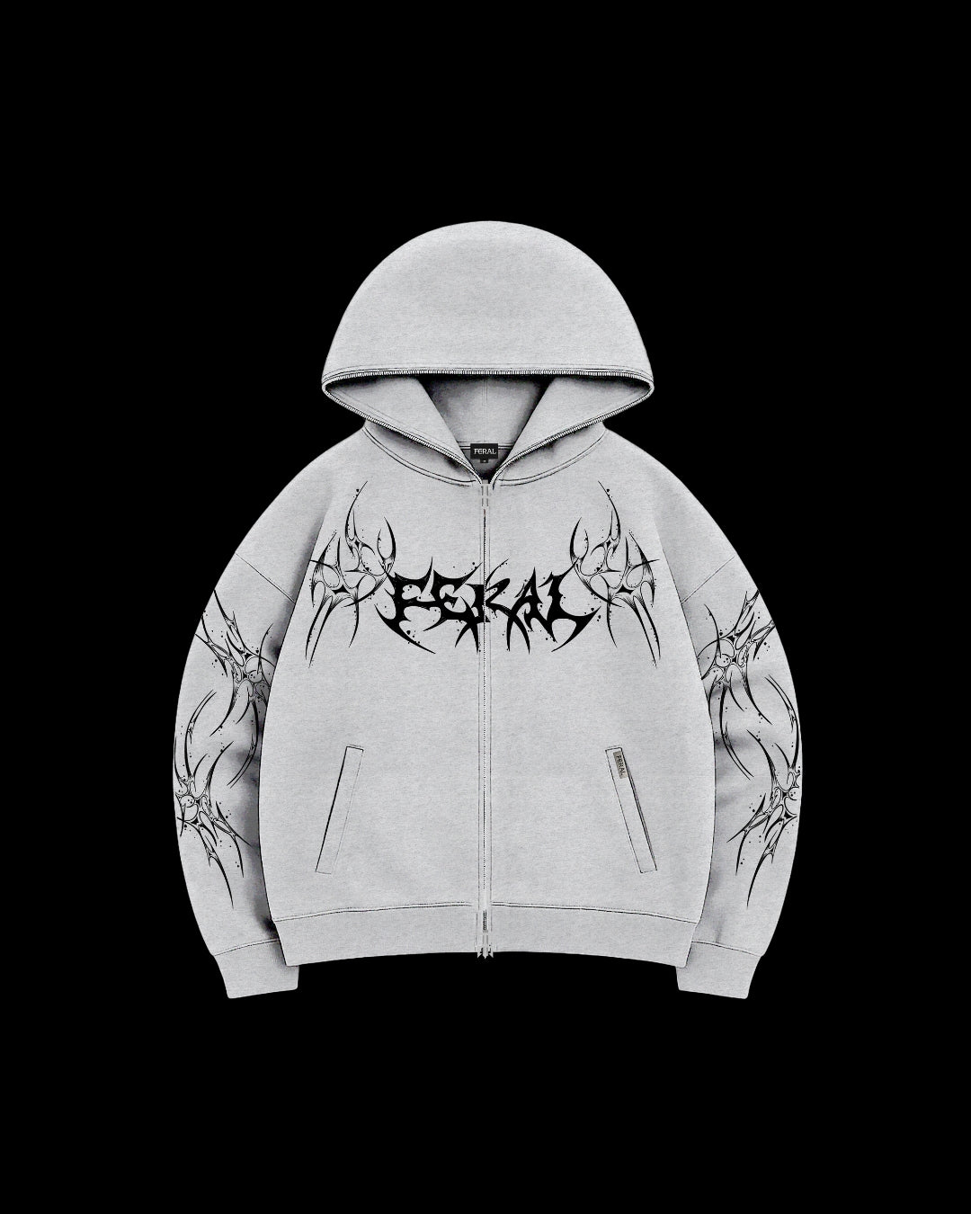 Rogue Zip Hoodie Grey | Cyber Sigilism Tracksuit | FERAL