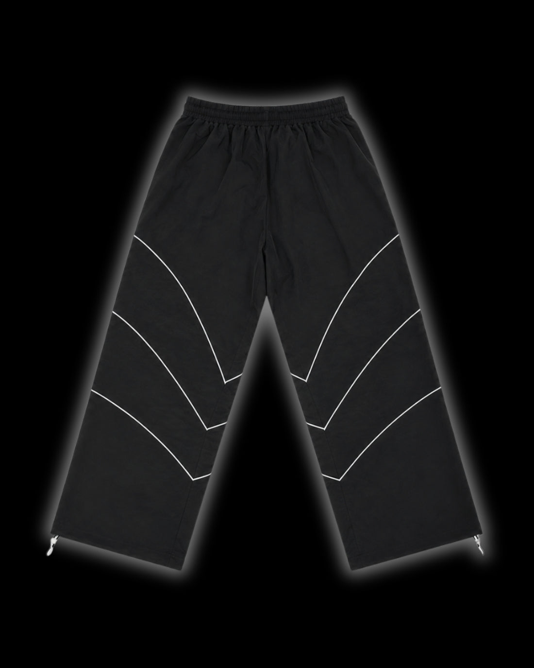 TRIBAL RACER TRACK PANT blue back wide-leg reflective chevron piping drawstring ankle cuffs FERAL