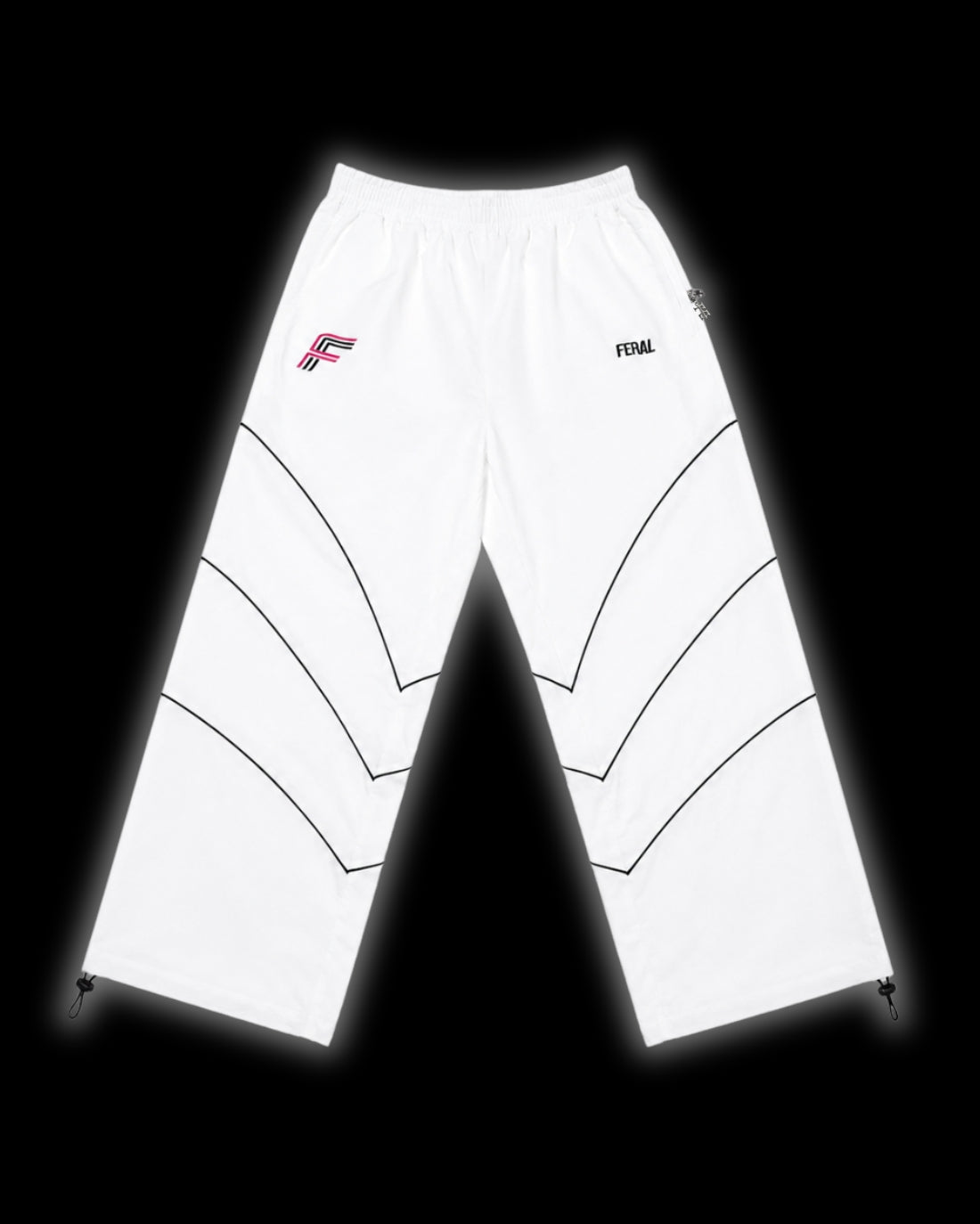 Tribal Racer Track Pant White Pink | Wide-Leg Reflective | FERAL