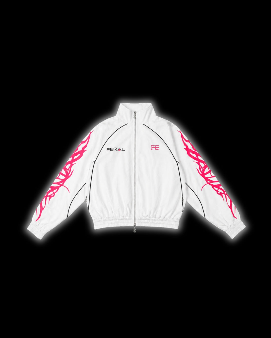 Tribal Racer Windbreaker White Pink | Cyber Sigilism | FERAL