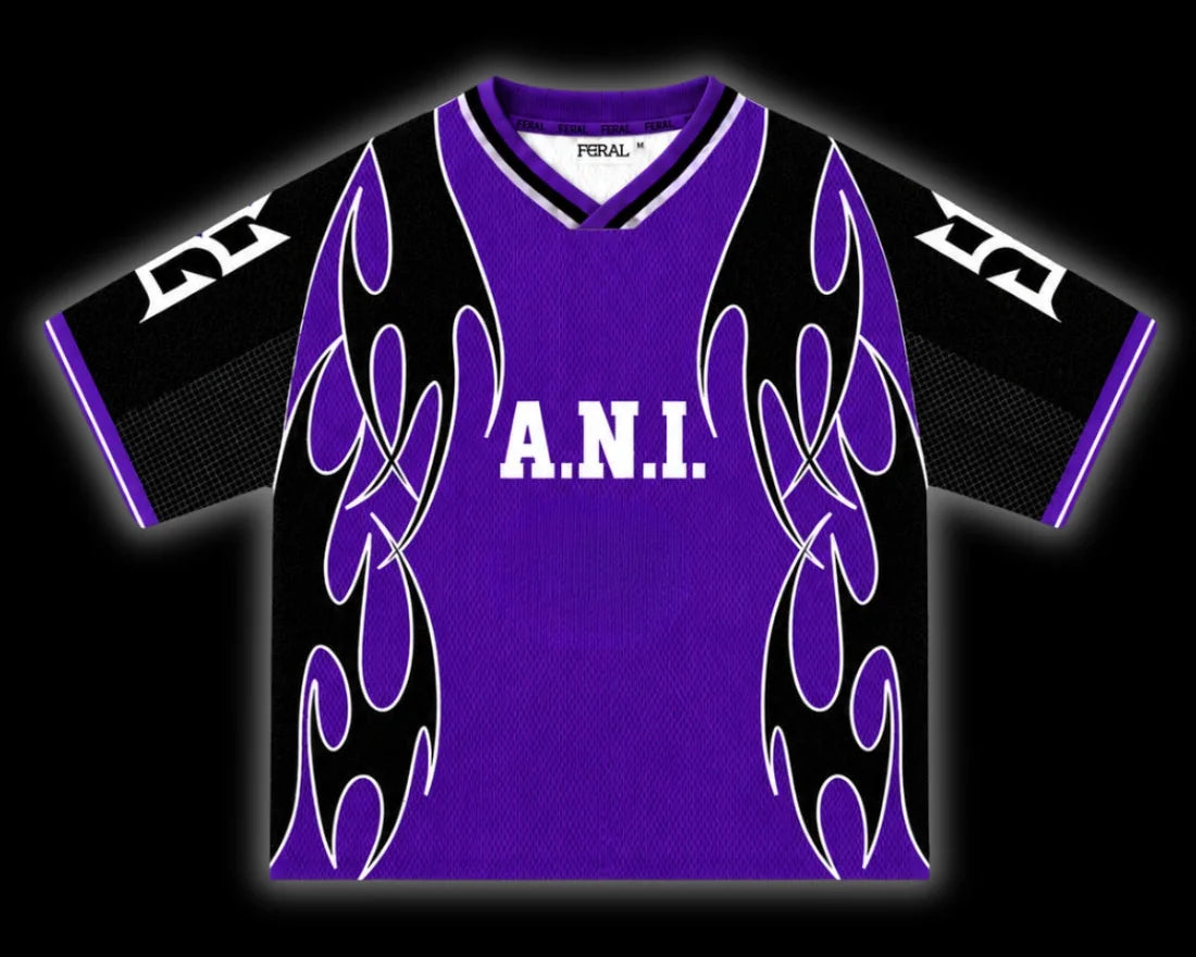 A.N.I. and FERAL jersey in purple and black