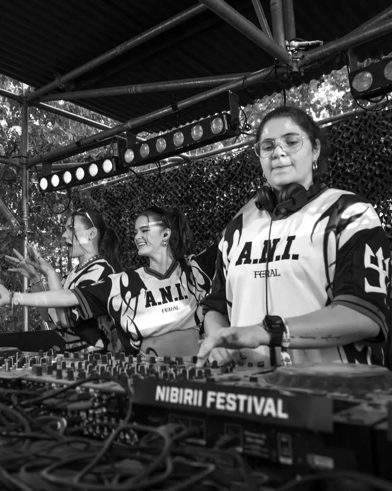 A.N.I. in the booth, black and white